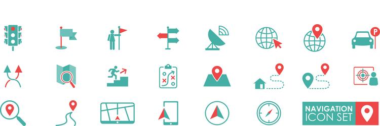 Navigation Icon Set - Maps & Routes vector image