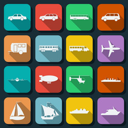 Transportation flat icons vector