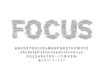 glitch line font set letters and numbers vector image