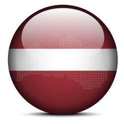 Map with dot pattern on flag button of latvia vector