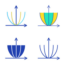 parabola curve icon set in flat and line style vector image