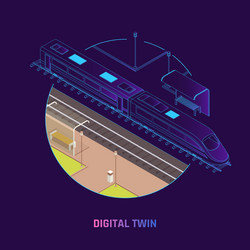 Digital twin technology isometric background Vector Image