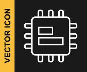 white line computer processor with microcircuits vector image