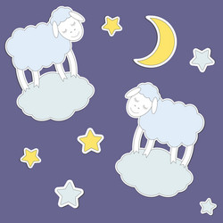 cute sheepmoon and stars vector