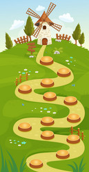 Game map forest gui backgroundwindmill and fence vector