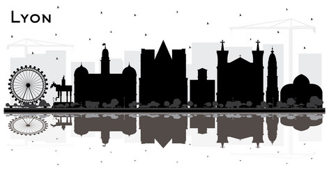 lyon france city skyline silhouette with black Vector Image