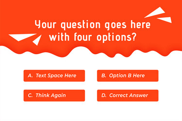 Multiple option choice template for trivia game vector