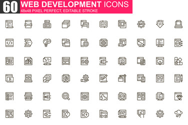 Web Development Line Icons - UI Toolkit vector image