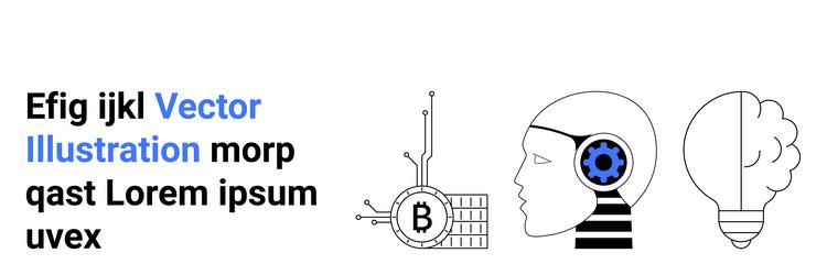 ai head with gear brain blockchain bitcoin vector image