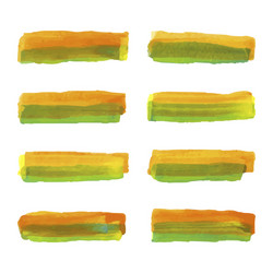 Set of watercolor pastel orange and green brushes vector