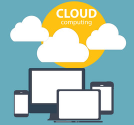 cloud computing concept on different electronic vector image