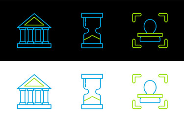 set line face recognition courthouse building vector