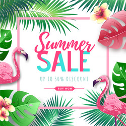 summer big sale typography poster with flamingo Vector Image