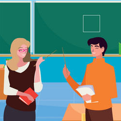 Teachers couple in classroom characters vector