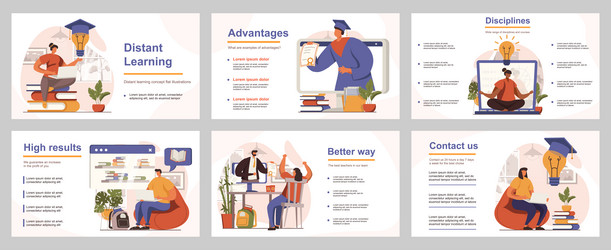 distant learning concept for presentation slide vector