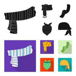isolated object of scarf and shawl icon set vector image