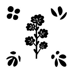 linocut tree design elements in scandi vector image