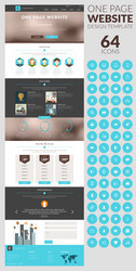 One page website template in flat style with icon vector