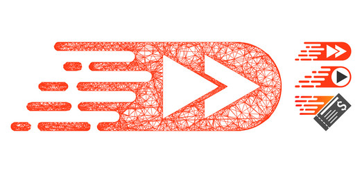 rush rewind forward polygonal web mesh vector image