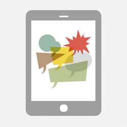 tablet device with speech bubbles group vector image