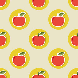 Apple pattern seamless texture with ripe red vector