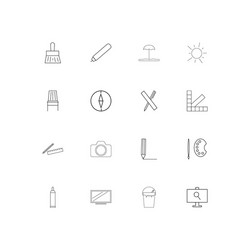 Creative process and design linear thin icons set vector