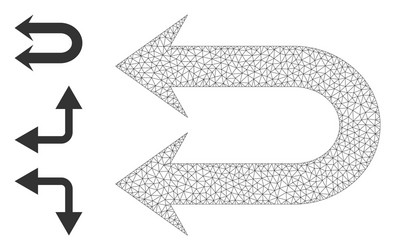 polygonal mesh double left arrow icon with simple vector image