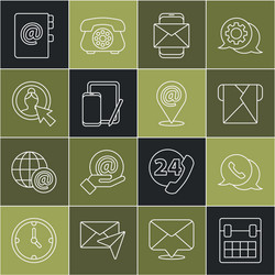 set line calendar telephone with speech bubble vector image