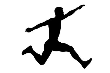 triple jump male athlete black silhouette vector