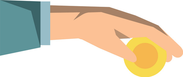 Hand with coin isolated cartoon black and white Vector Image