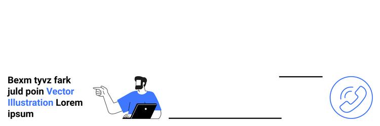 man pointing while using a laptop with circular vector image