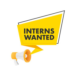 megaphone announcing interns wanted on yellow vector image