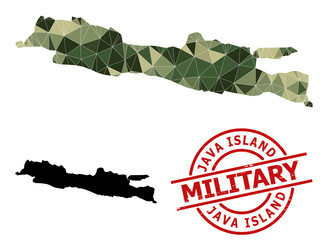 polygonal mosaic map of java island and grunge vector image