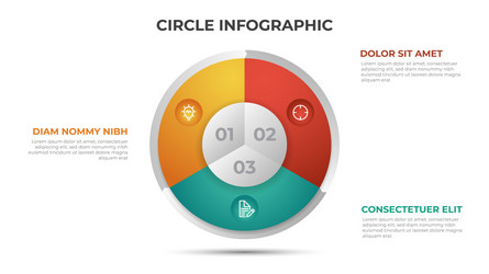 3 points with circle layout diagram infographic vector image