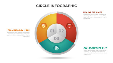 3 points with circle layout diagram infographic vector