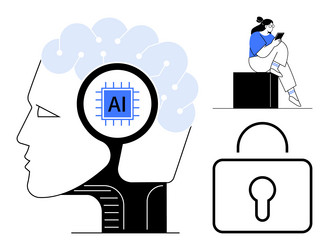 artificial intelligence concept with human brain vector image
