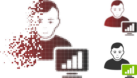 broken dot halftone stock trader icon with face vector image
