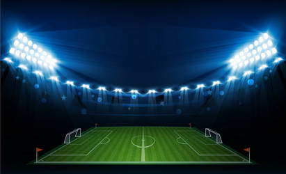 football arena field with bright stadium lights vector