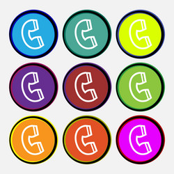 handset icon sign nine multi colored round buttons vector image