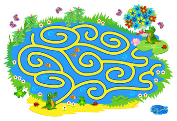 logic puzzle game with labyrinth for children vector image