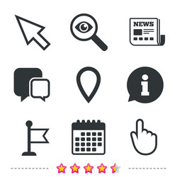 mouse cursor icon hand or flag pointer symbols vector image