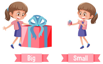 Opposite words for big and small Royalty Free Vector Image