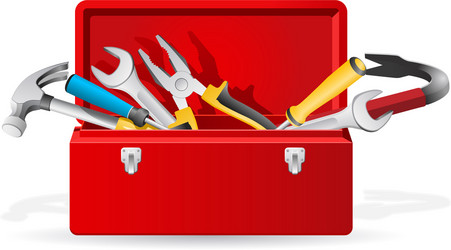Red Toolbox with Tools vector image