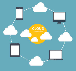 cloud computing concept on different electronic vector image