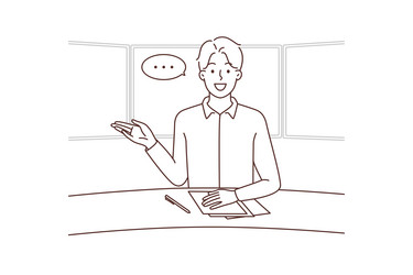 Male tv presenter in studio Royalty Free Vector Image