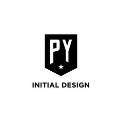 py monogram initial logo with geometric shield vector image