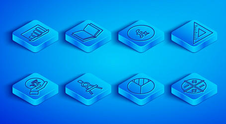 set line laptop with graph chart open book vector image