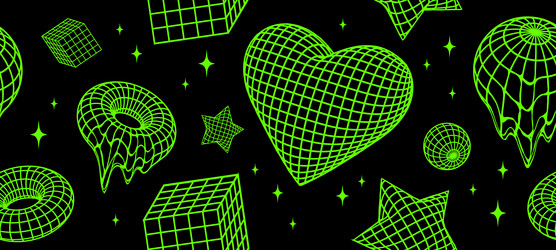 y2k trendy 3d shape seamless technologic pattern vector image