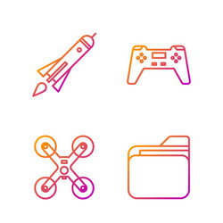set line document folder drone flying rocket vector image