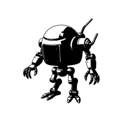 stylized of a mechanical creature exploring new vector image
